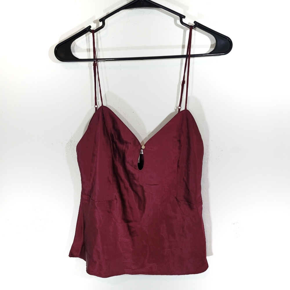 Victorias secret vintage Y2k romantic 100% silk burgundy jewel gem cami tank…